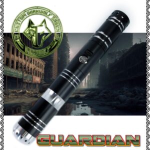 Black tactical flashlight with the word 'GUARDIAN' below.