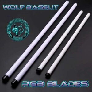 Four white RGB LED blades for a Wolf Base Lit lightsaber.