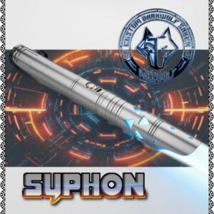 A sleek Syphon vape pen with a futuristic background.