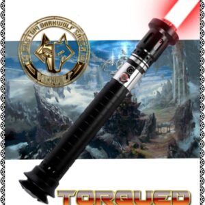 A Star Wars-themed lightsaber with a Jedi Order emblem.