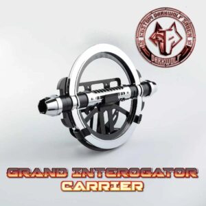 Close-up of a Grand Suppressor Carrier firearm part with logo.