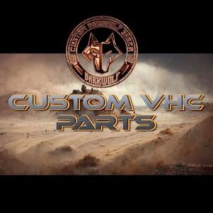 Custom VHC Parts logo with a rugged, metallic design against a dusty background.