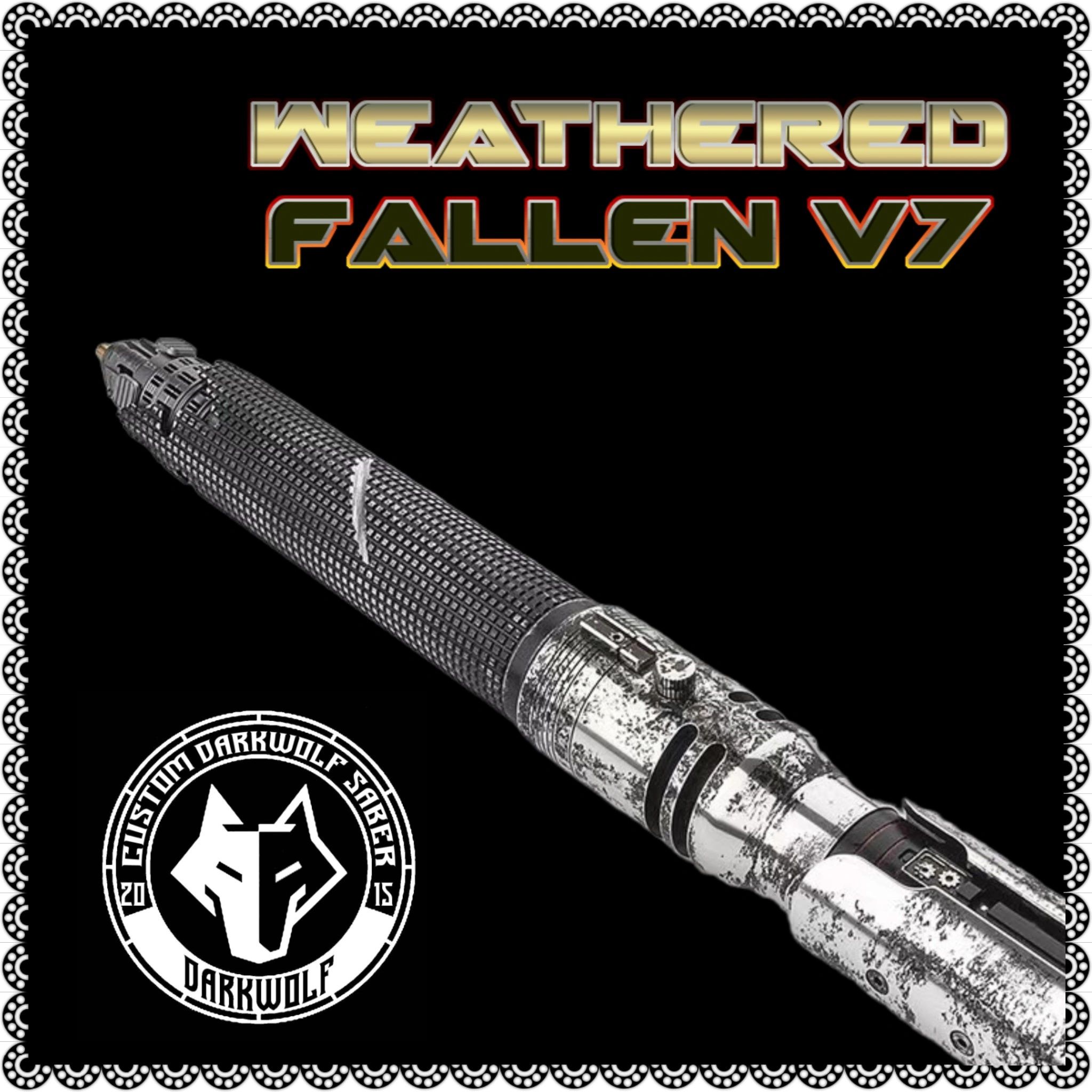 Close-up of a detailed Weatherco Fallen V7 flashlight.