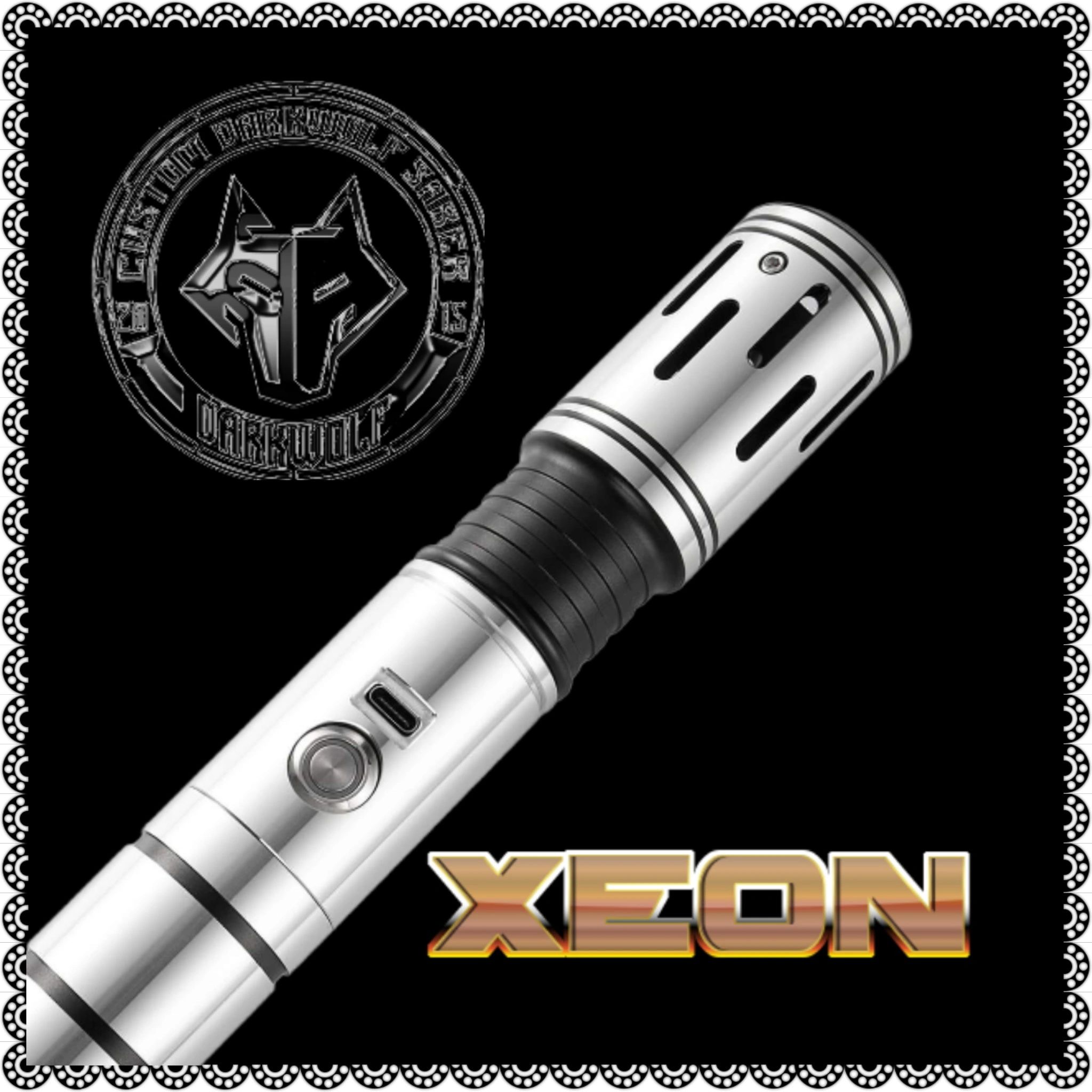 Detailed image of a Xeon-branded electronic device with a logo.