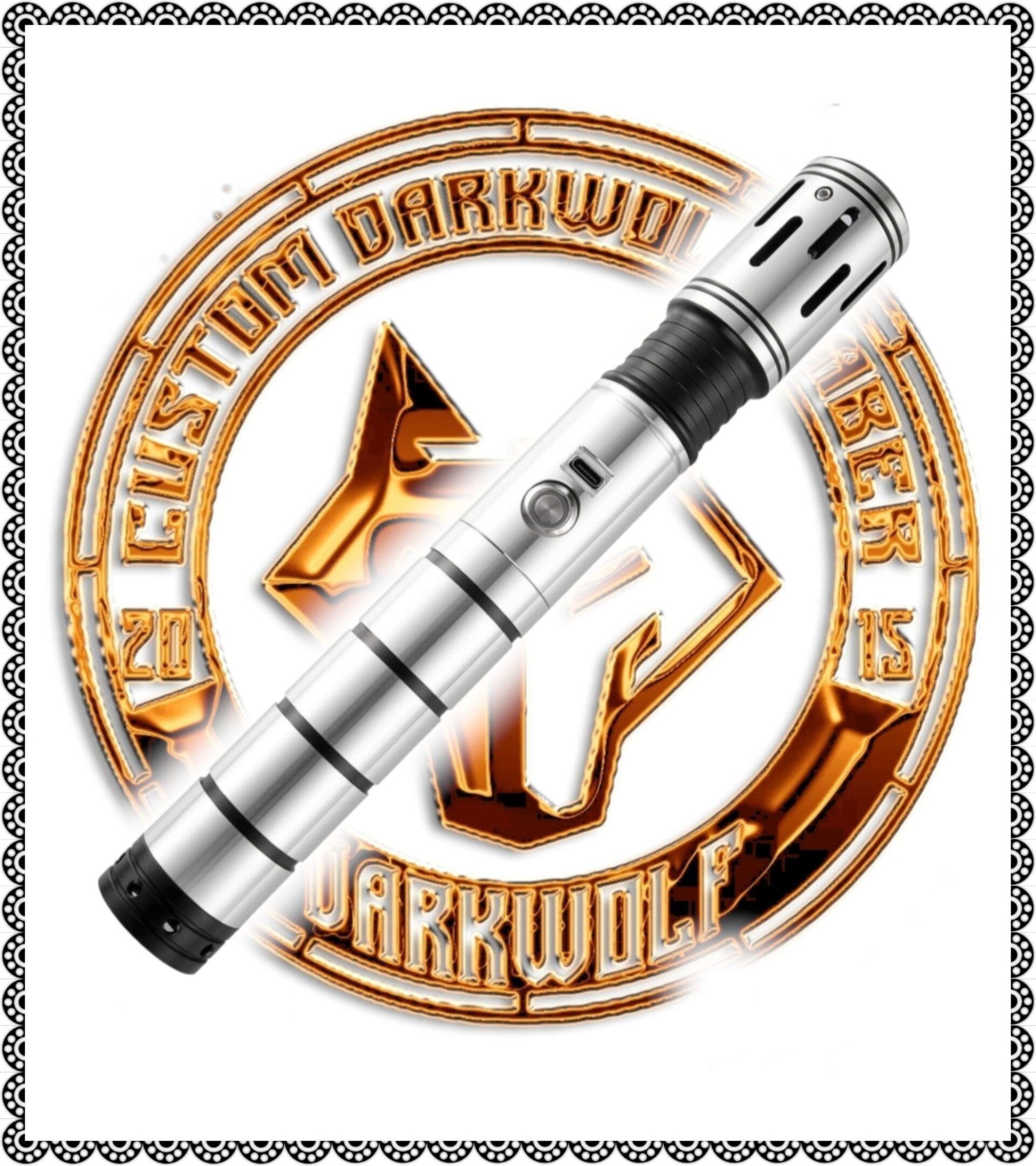 A sleek silver vape pen with a circular logo in the background.