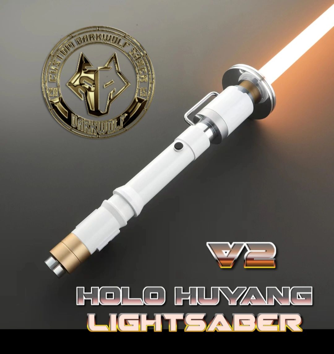 A detailed image of a HALO Hybrid Lightsaber with a glowing blade.