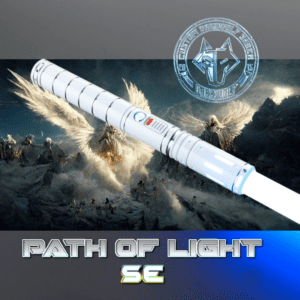 A glowing sci-fi rocket soaring through dark clouds under a glowing emblem.