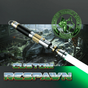 Custom Respawn logo with a futuristic lightsaber design.